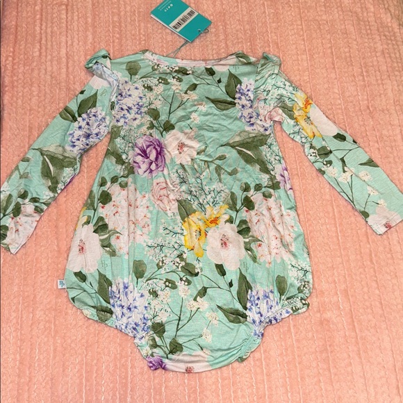 Posh peanut bubble long sleeve outfit bamboo Erin blue floral NWT 18-24 - Picture 4 of 4